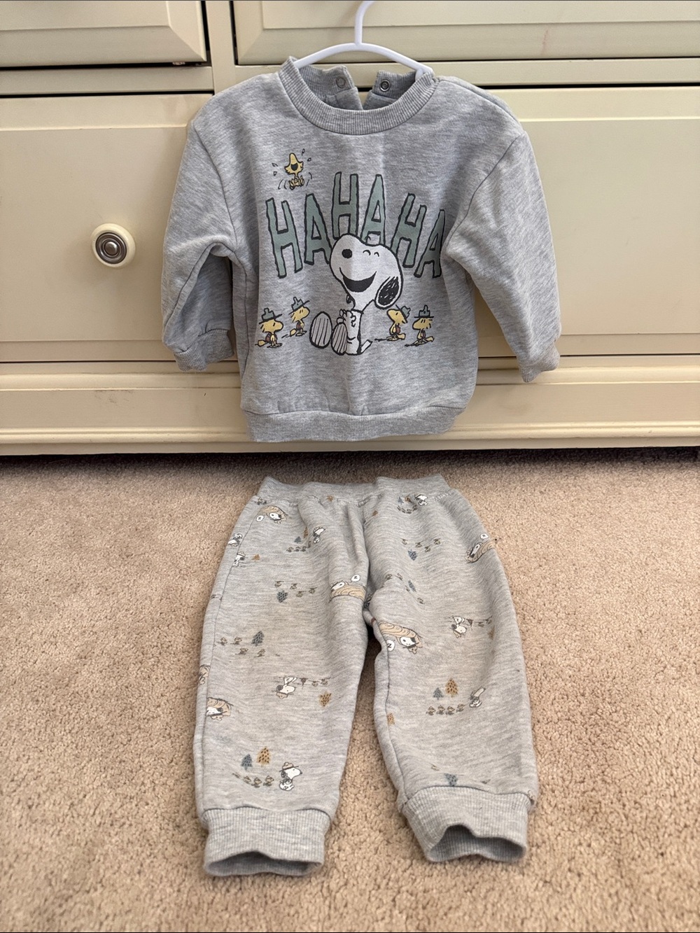 Peanuts Gray Snoopy 'HAHAHA' Sweatshirt & Joggers Set